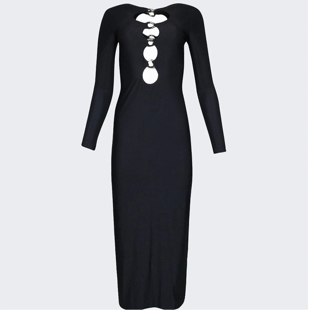 Burberry | Women | Chain-link Detail Cut-out Stretch Jersey Dress | Black